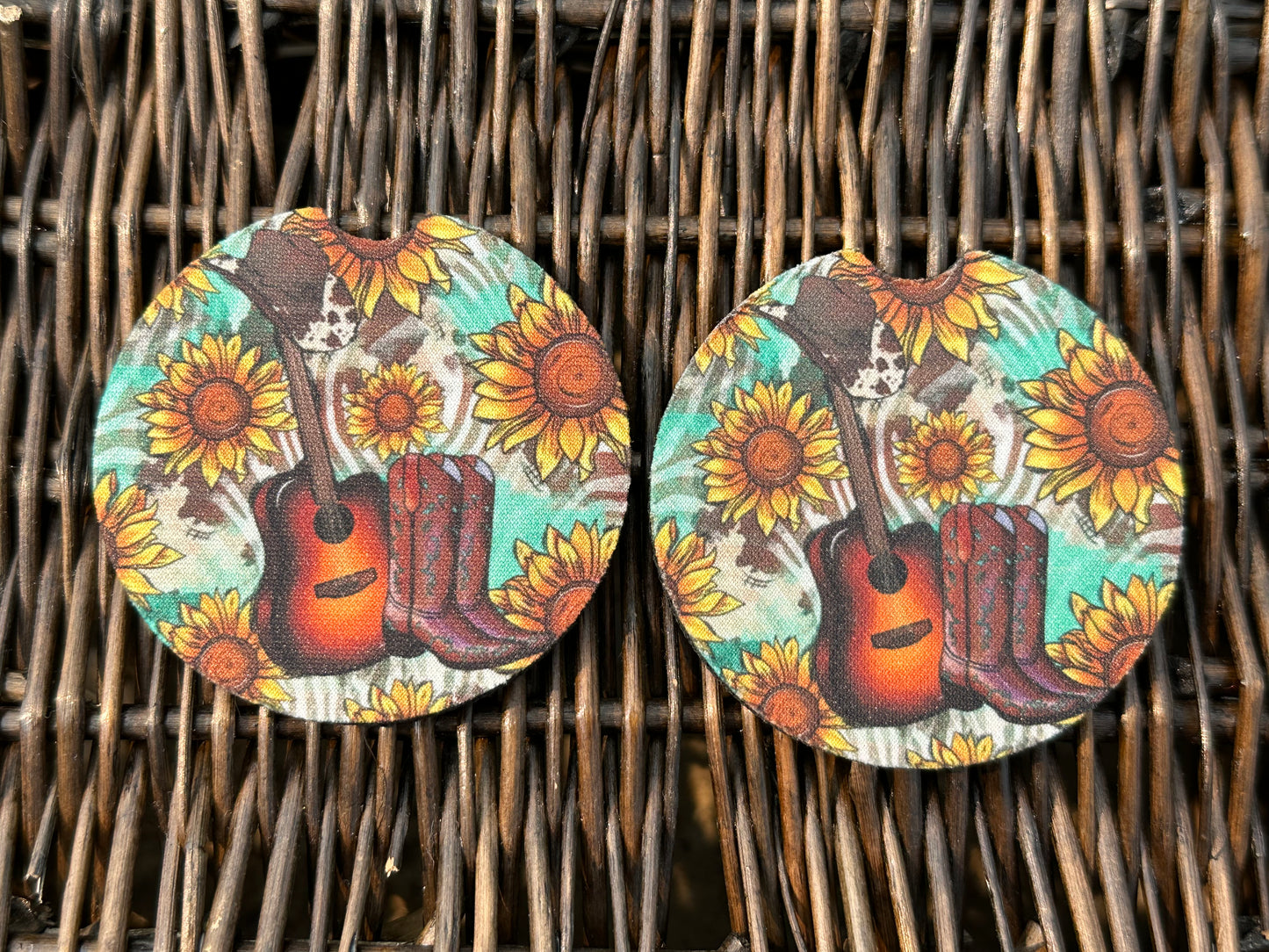 Country Guitar Car Coasters