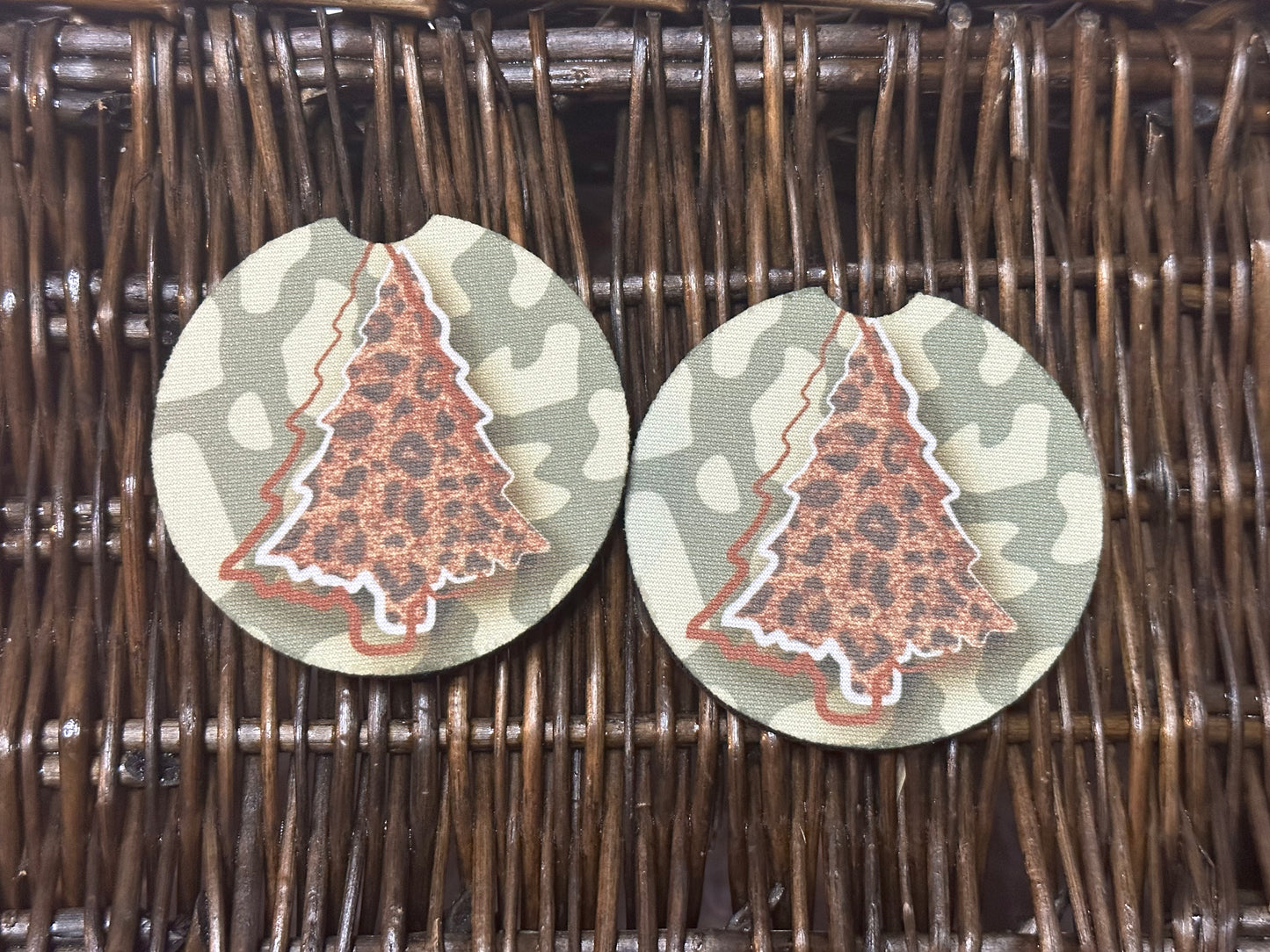Green/Leopard Tree Car Coasters