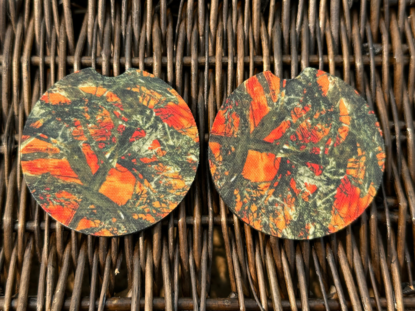 Orange Camo Car Coasters