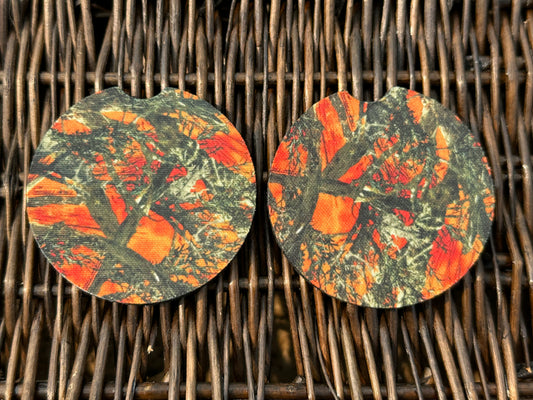 Orange Camo Car Coasters