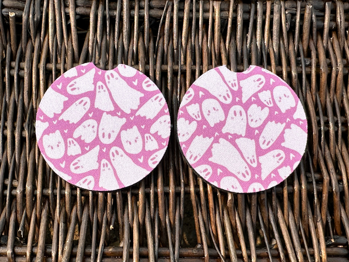 Purple Ghost Car Coasters