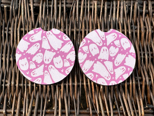 Purple Ghost Car Coasters