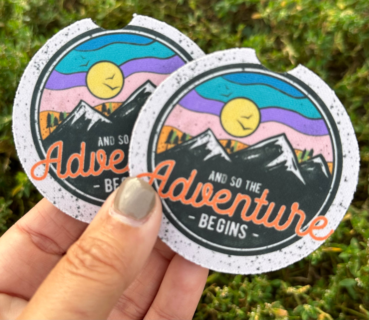 The Adventure Begins Car Coasters