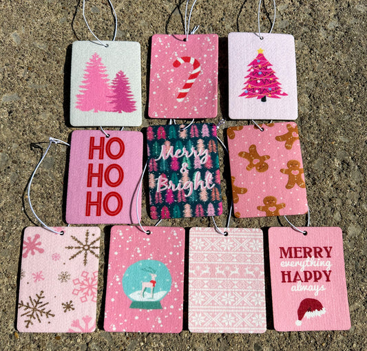 Pink Christmas Felt Air Freshener Bundle ~ 10 Freshies