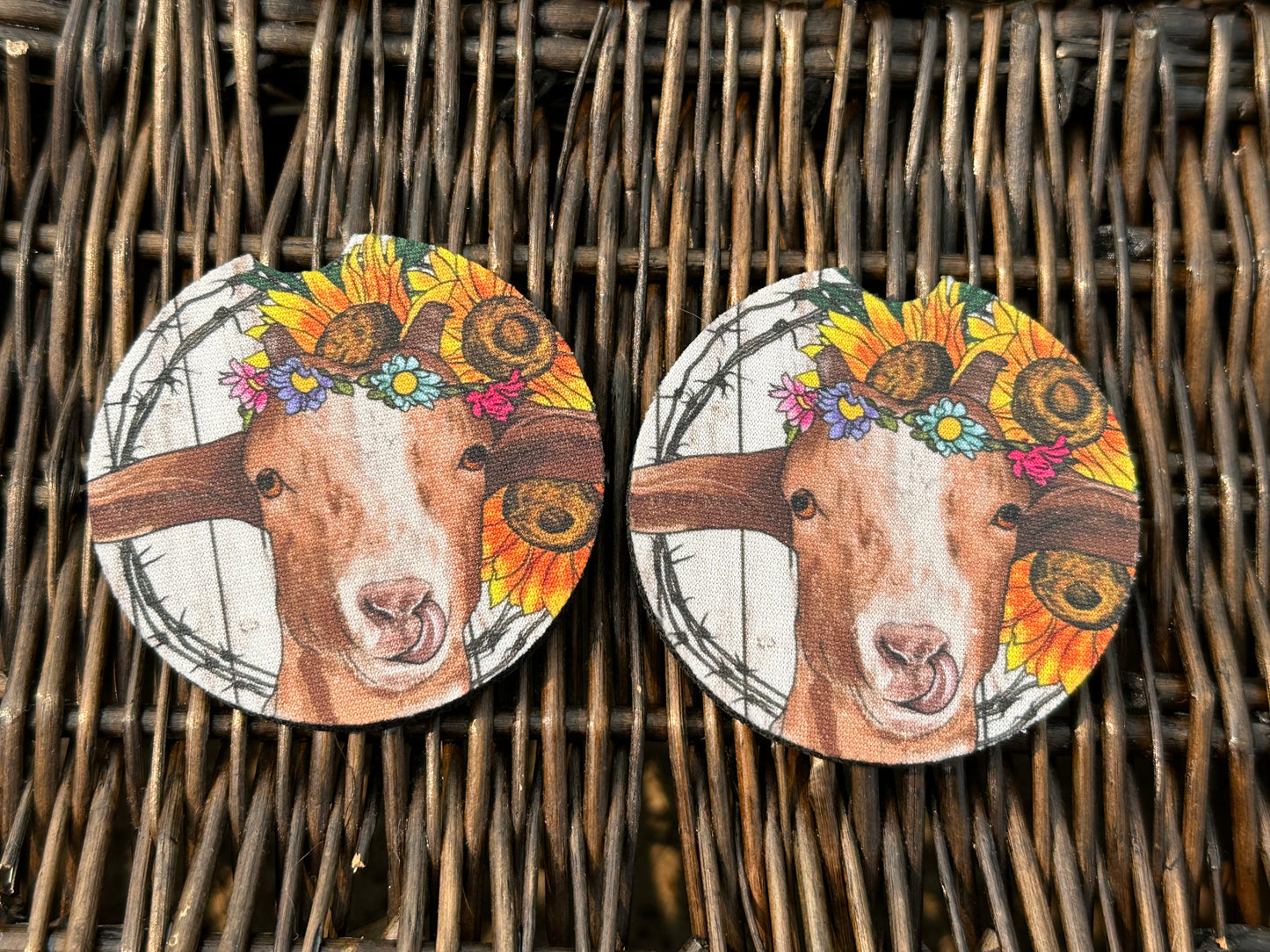 Sunflower Goat Car Coasters