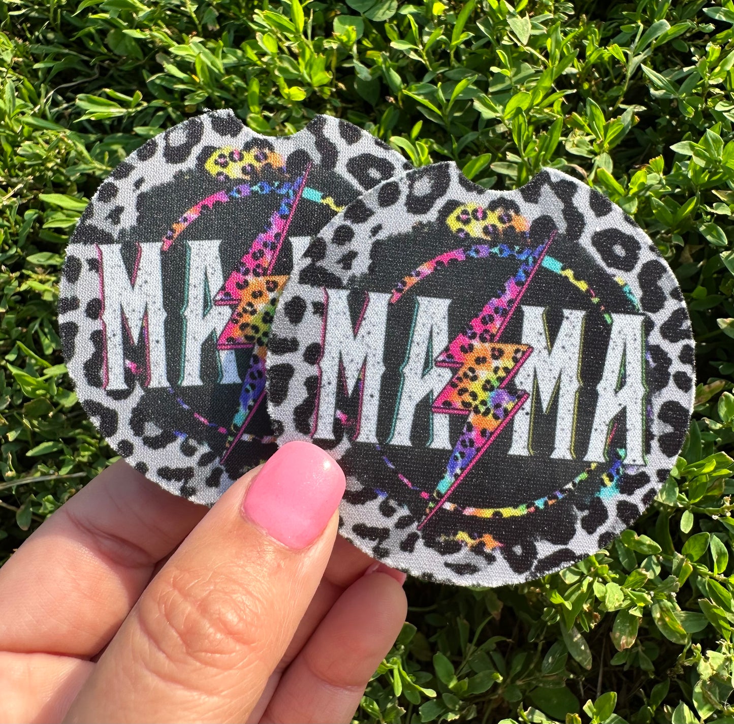 Mama Lightning Bolt Car Coasters