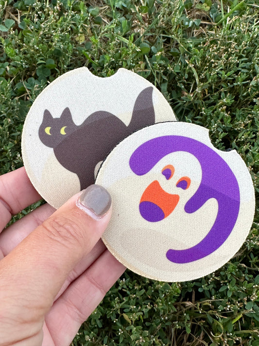 Cat & Ghost Sugar Cookie Car Coasters