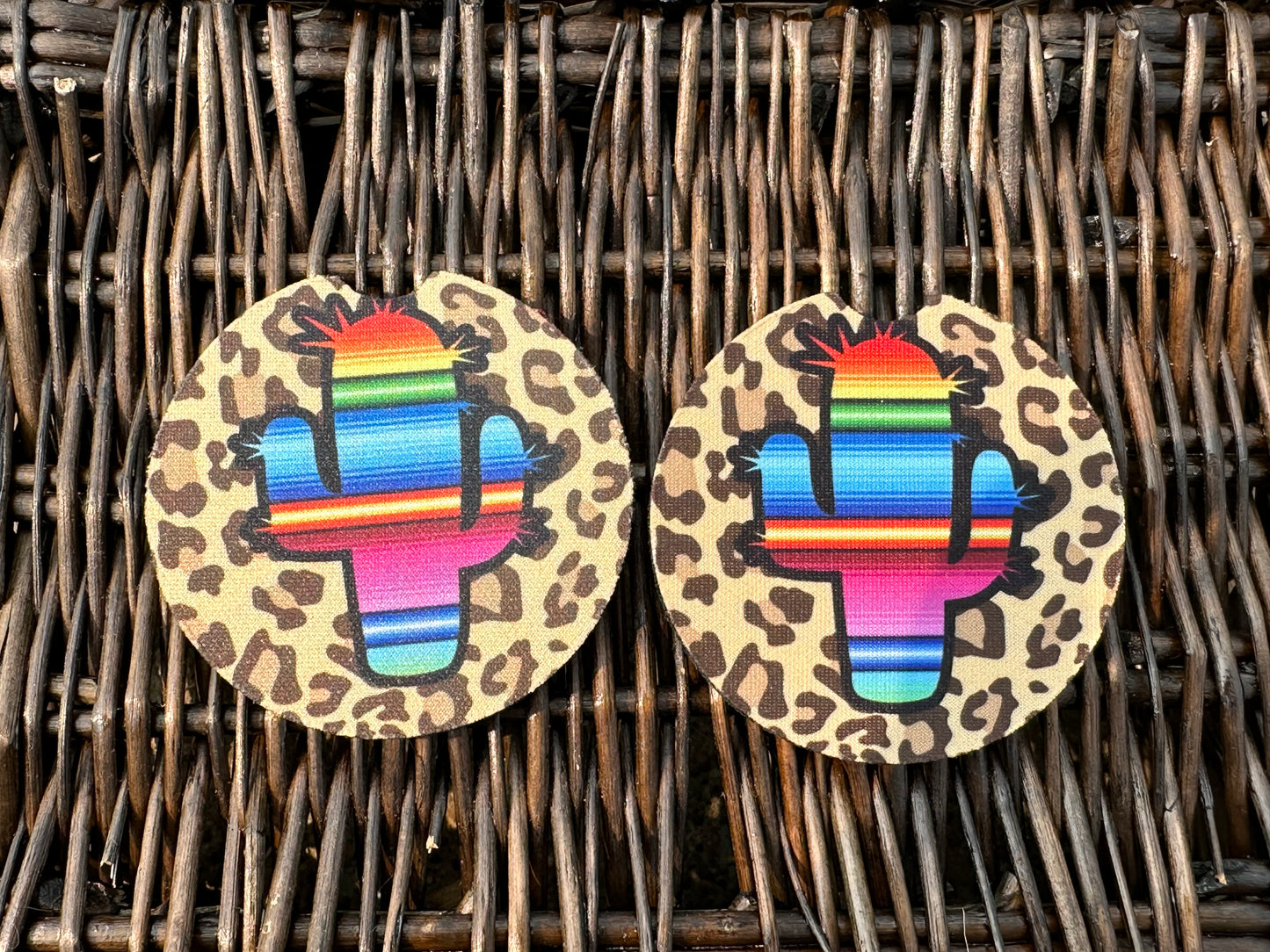 Serape Cactus Car Coasters