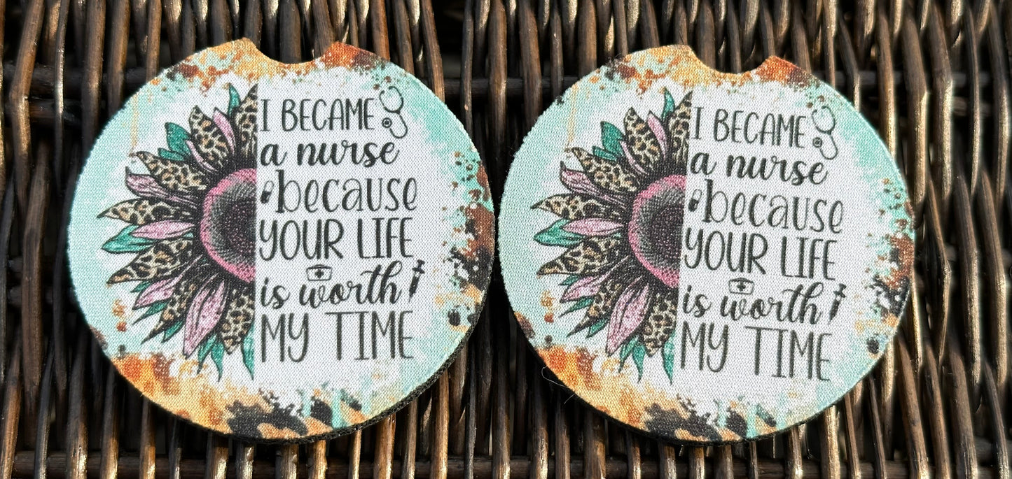 I Became A Nurse Car Coasters