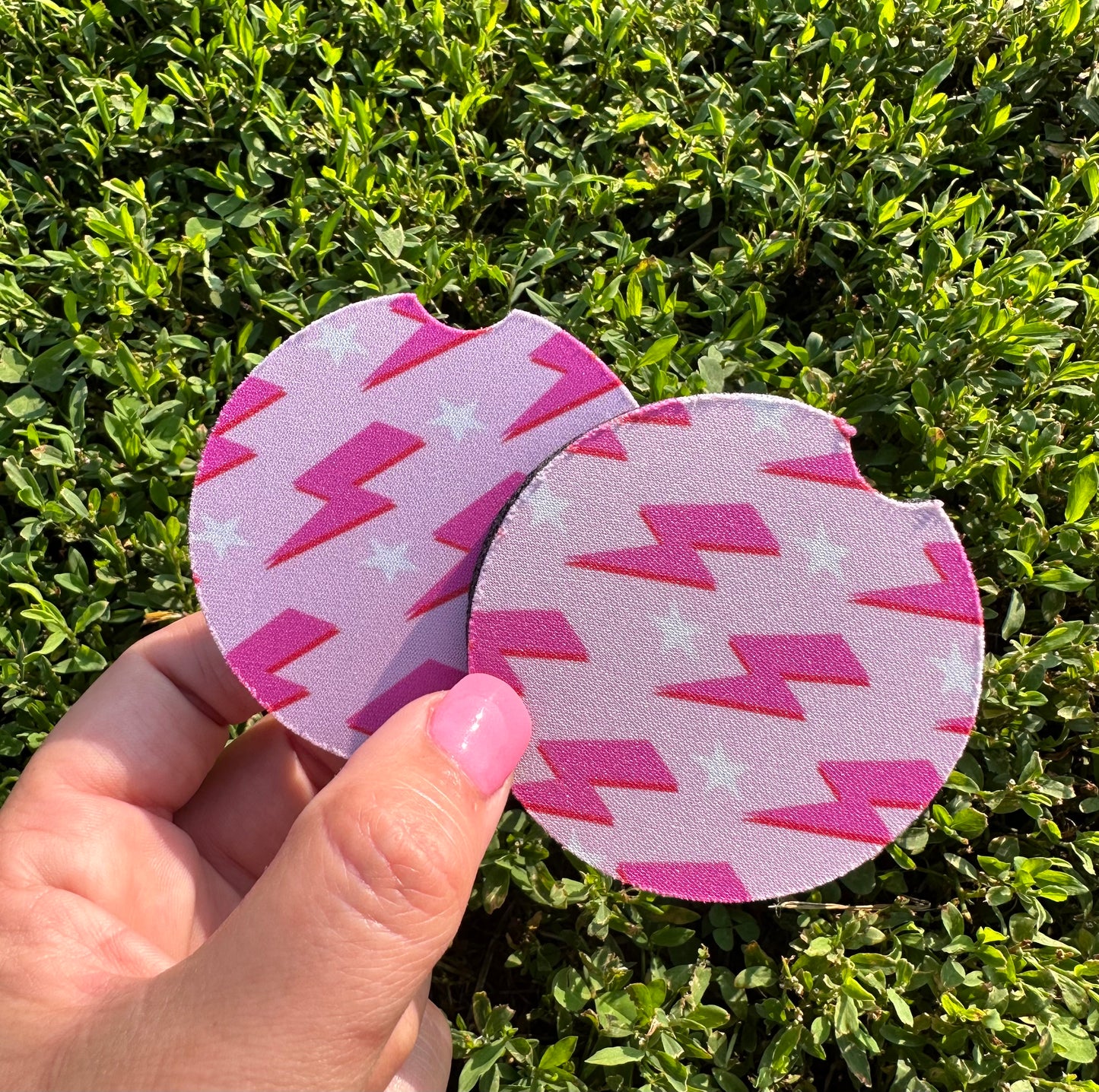 Pink Lightning Car Coasters