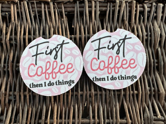 First Coffee Car Coasters