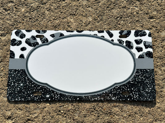 BLANK Leopard with Glitter License Plate