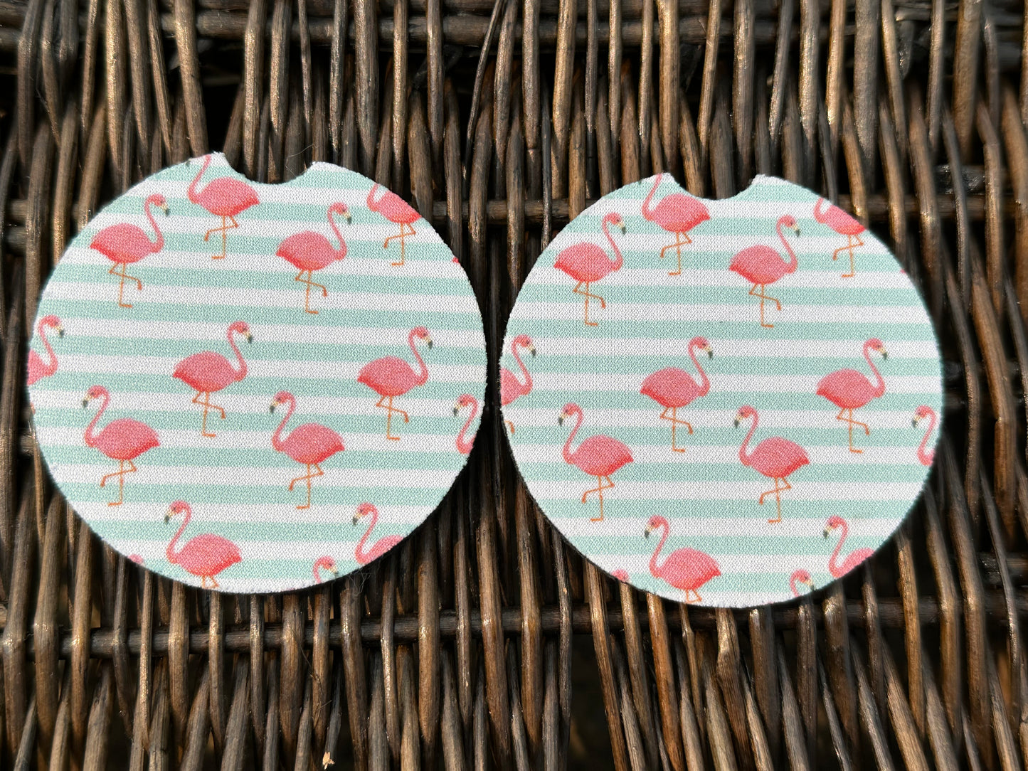 Stripe Flamingo Car Coasters