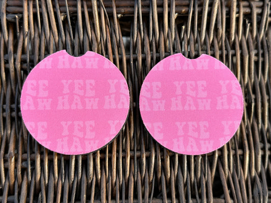 Pink Yee Haw Car Coasters