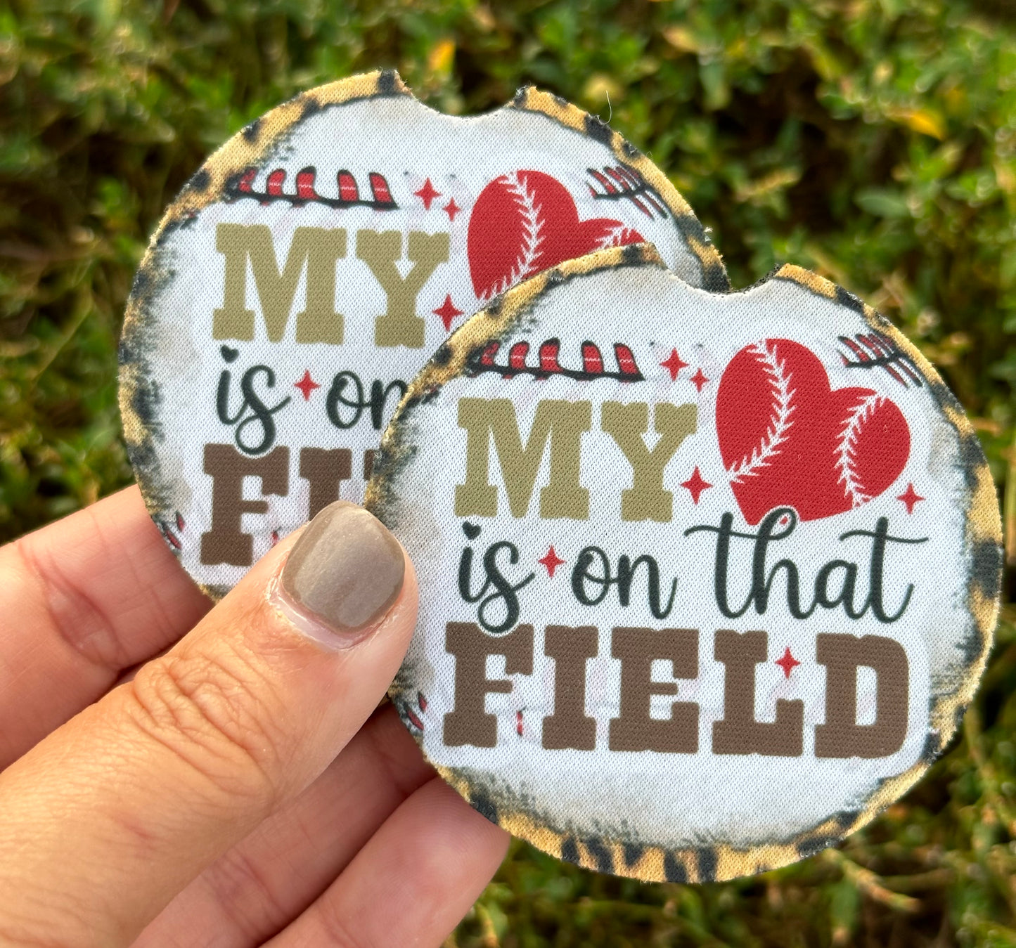 My Heart Is On That Field Car Coasters
