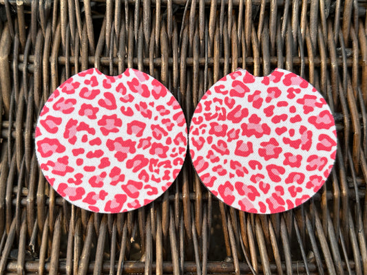 Pink Leopard Car Coasters