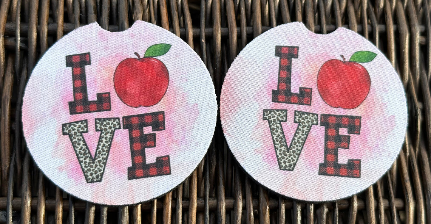 Love Apple Car Coasters