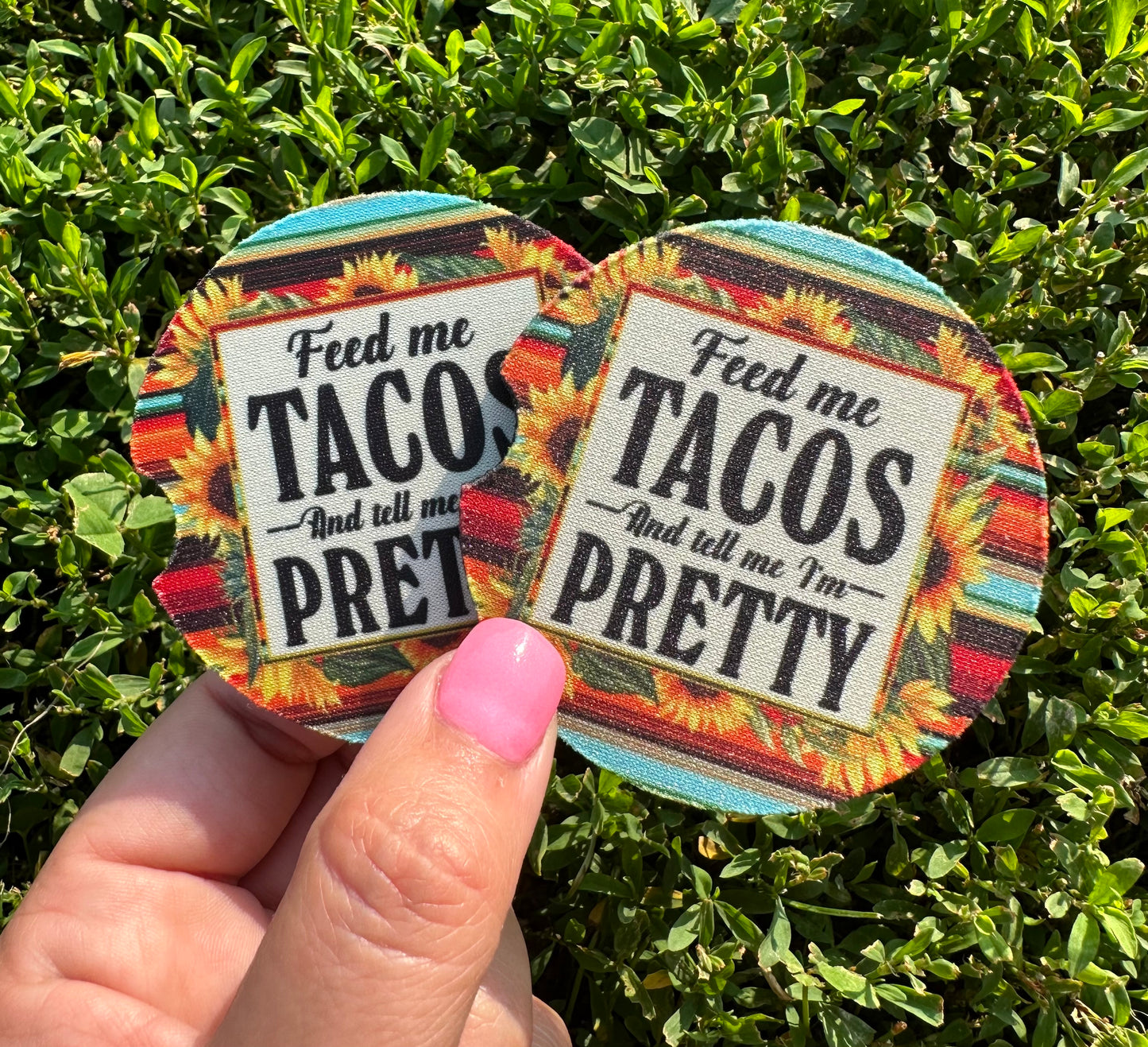 Feed Me Tacos Car Coasters