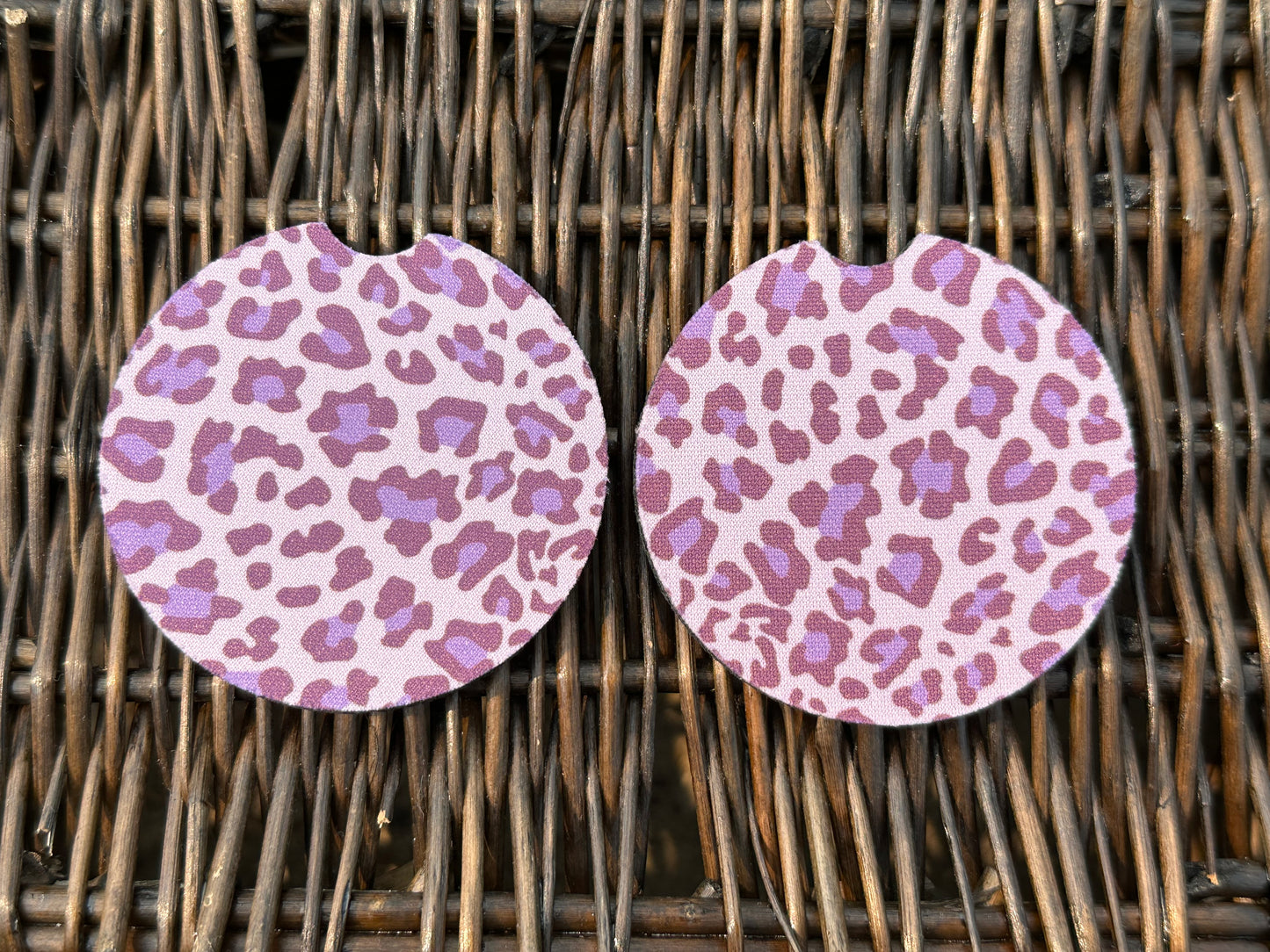 Purple Leopard Car Coasters