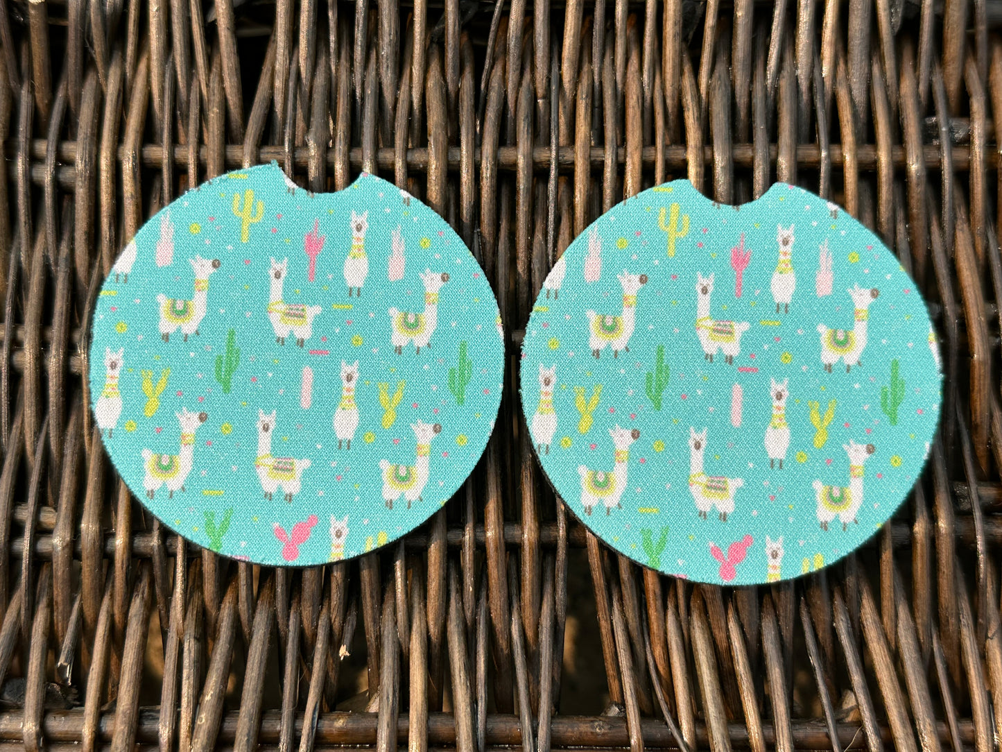 Blue Llama Car Coasters