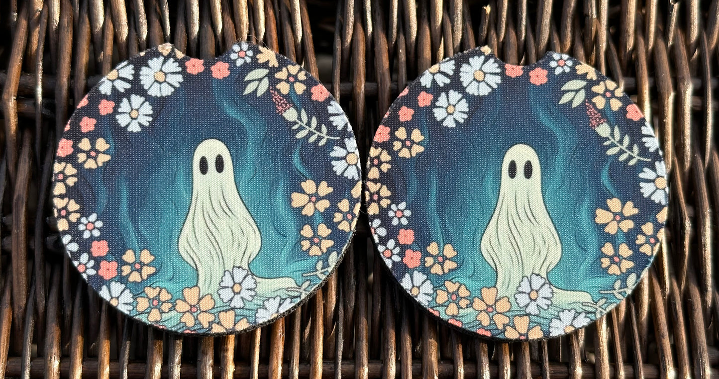 Floral Ghost Car Coasters