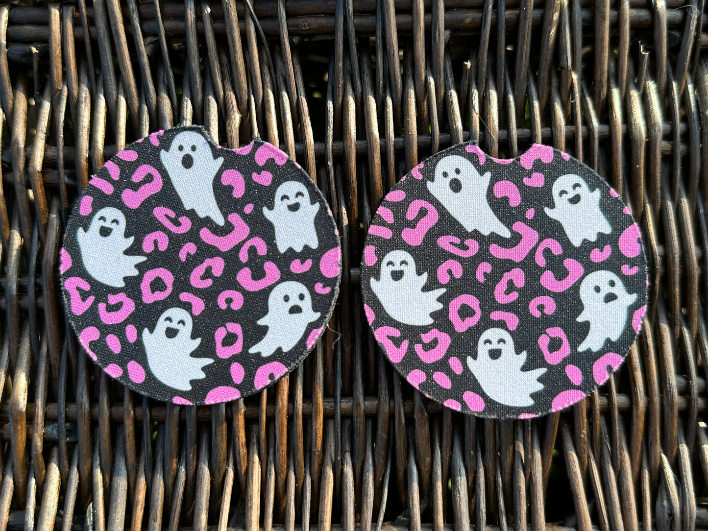 Leopard Print Ghost Car Coasters