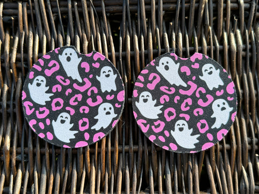 Leopard Print Ghost Car Coasters