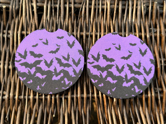 Purple & Black Bats Car Coasters