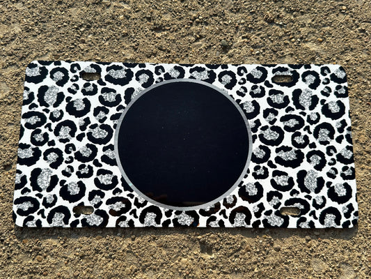 BLANK Glitter Leopard Print License Plate