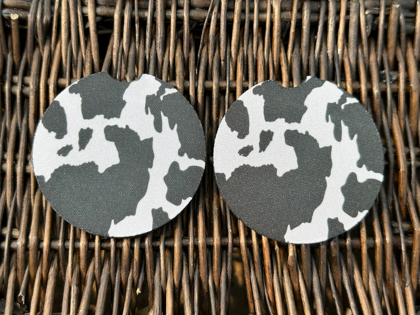 Cow Print Car Coasters