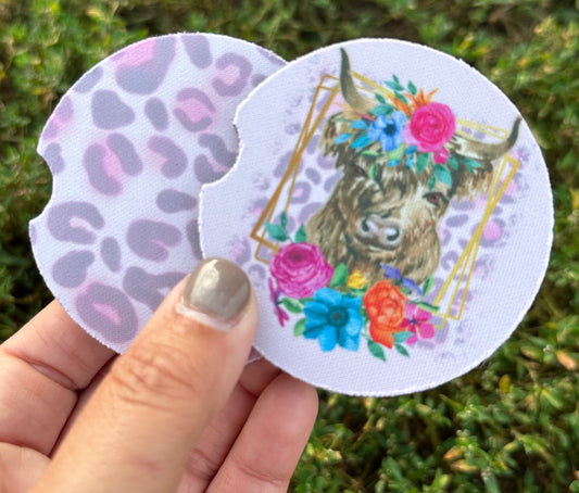 Leopard Cow Car Coasters