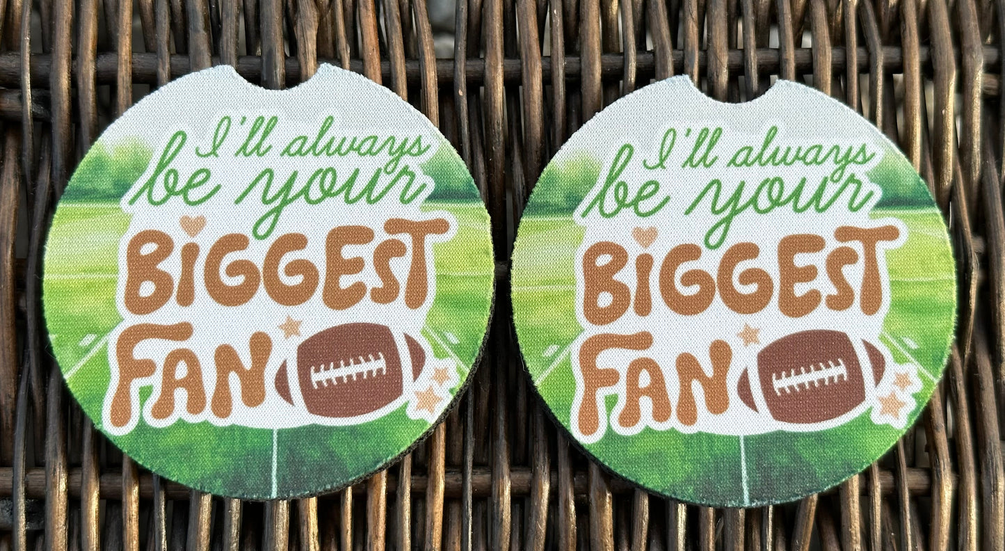 Football Biggest Fan Car Coasters