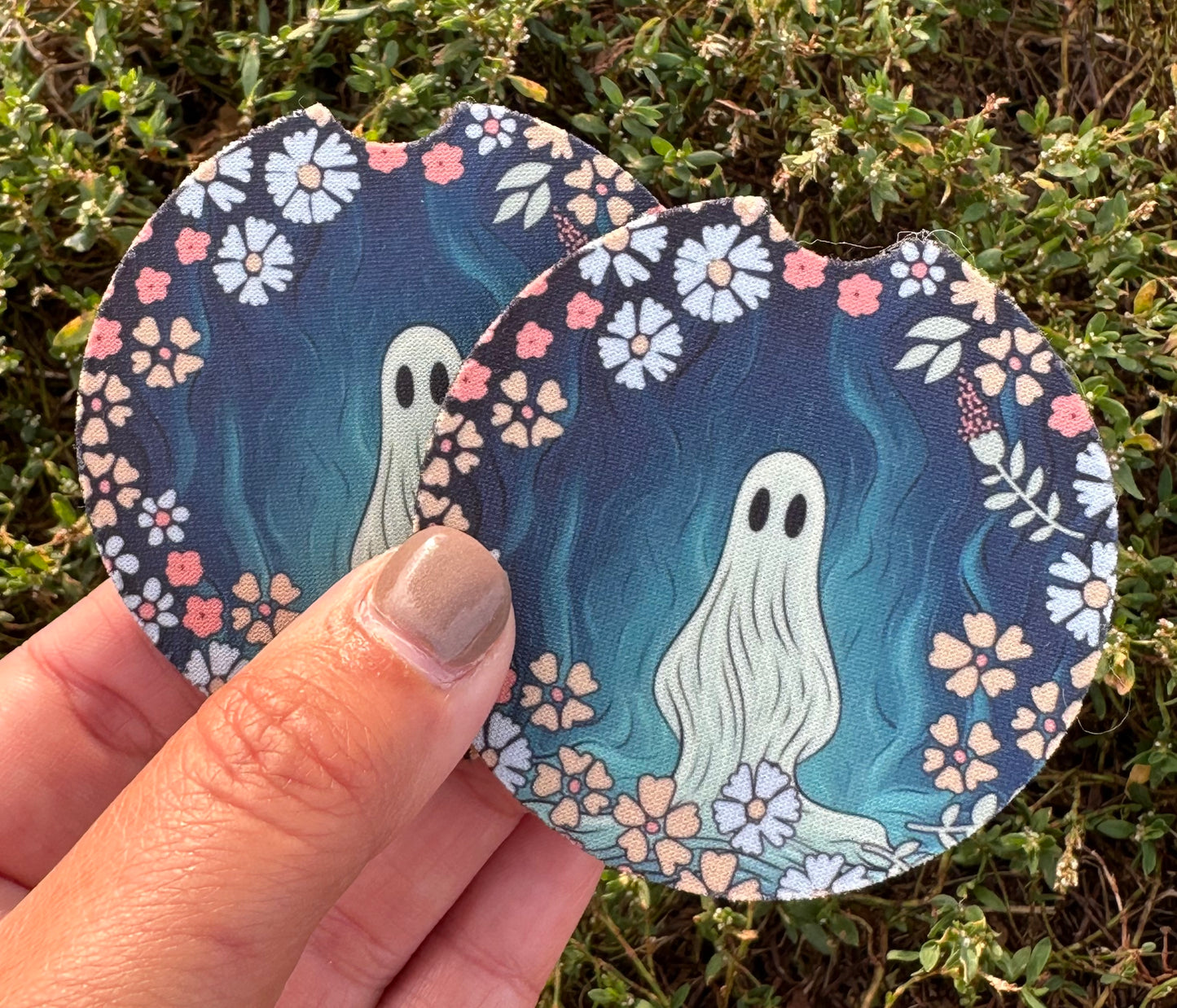 Floral Ghost Car Coasters