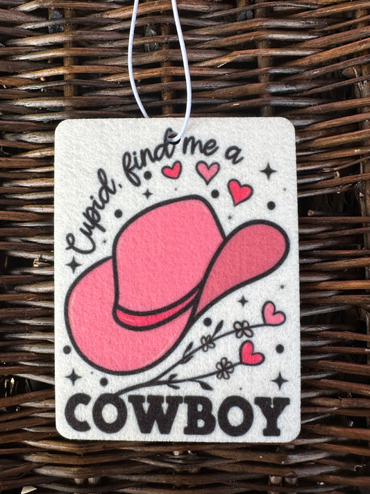 Cupid Find Me A Cowboy Felt Air Freshener