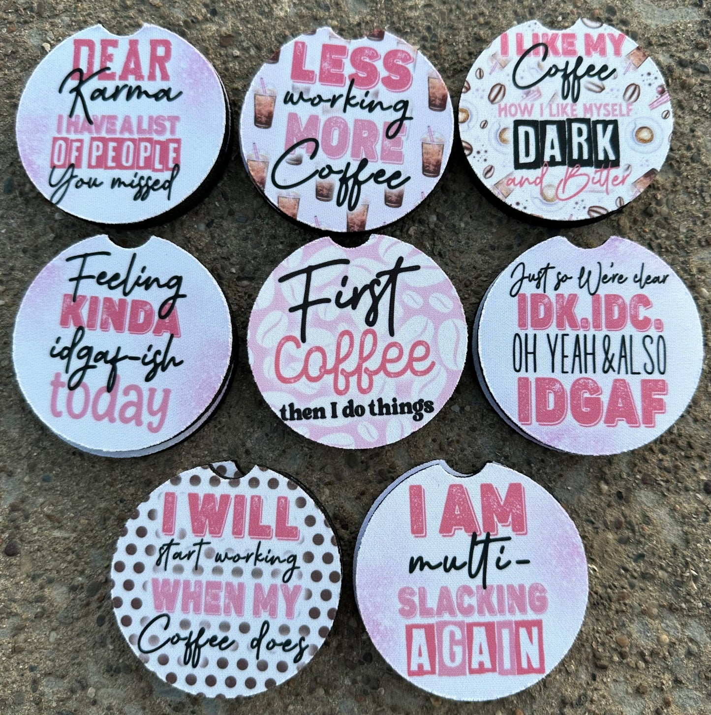 Sarcastic Coffee Car Coaster Bundle (8)