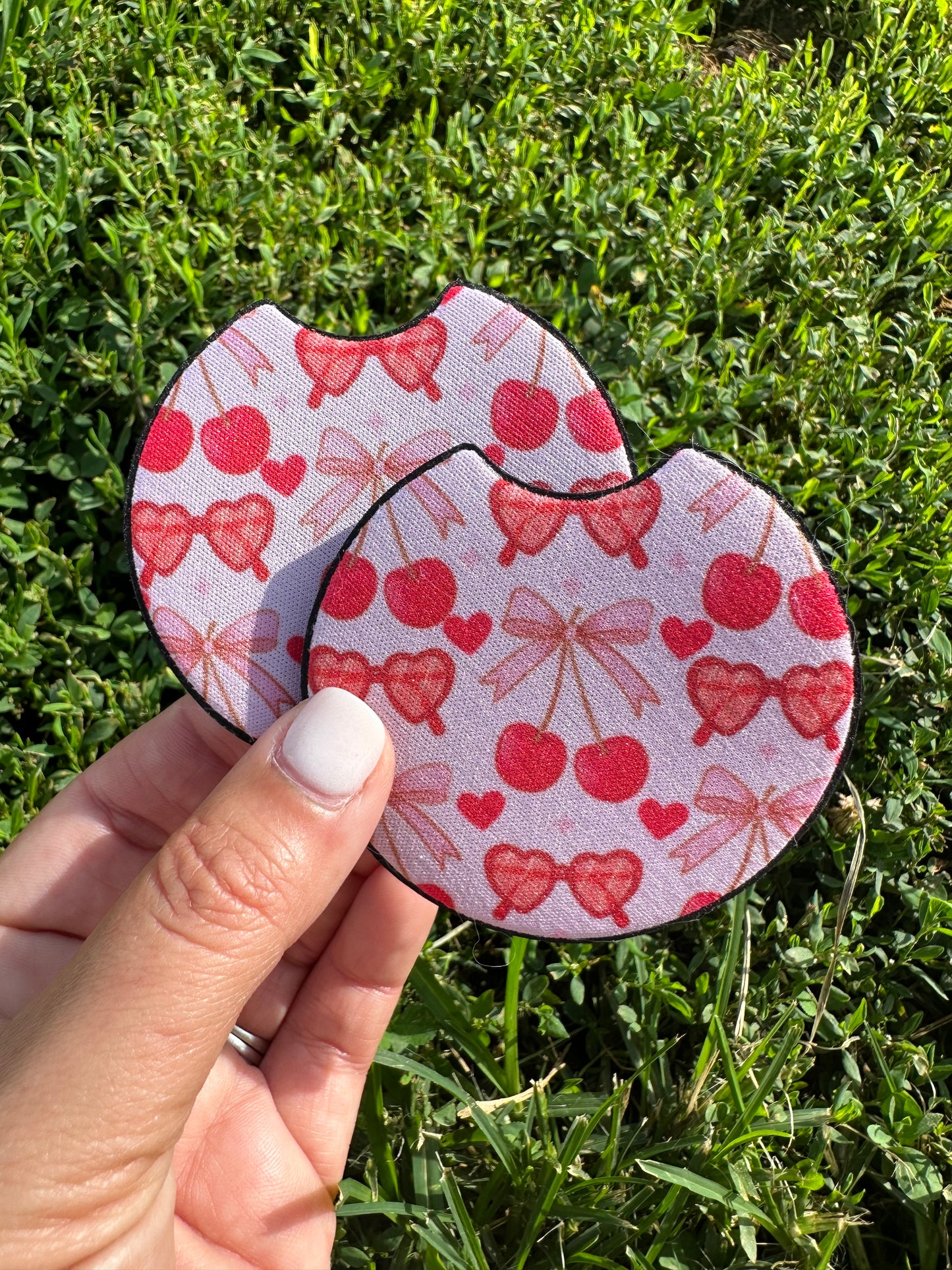 Cherry Bow Car Coasters