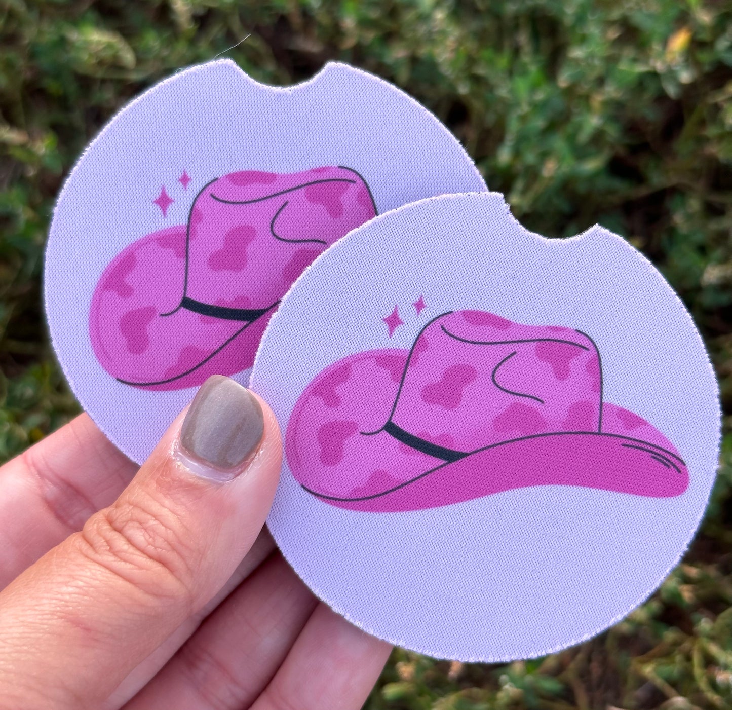 Pink Cowgirl Hat Car Coasters