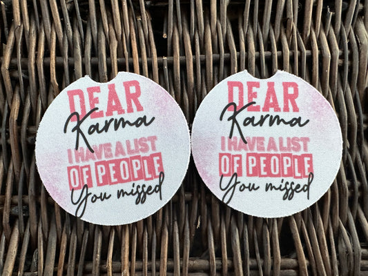 Dear Karma Car Coasters