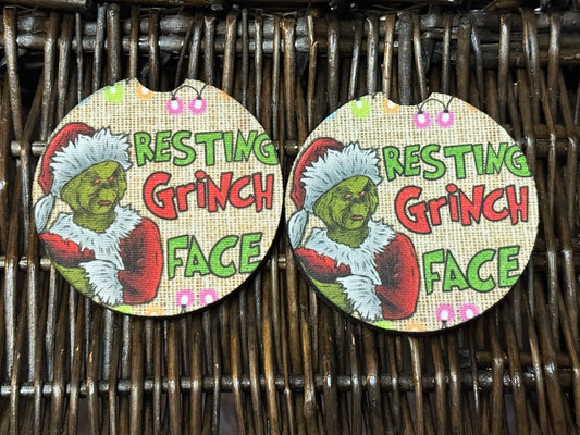 Resting Grinch Face Car Coasters