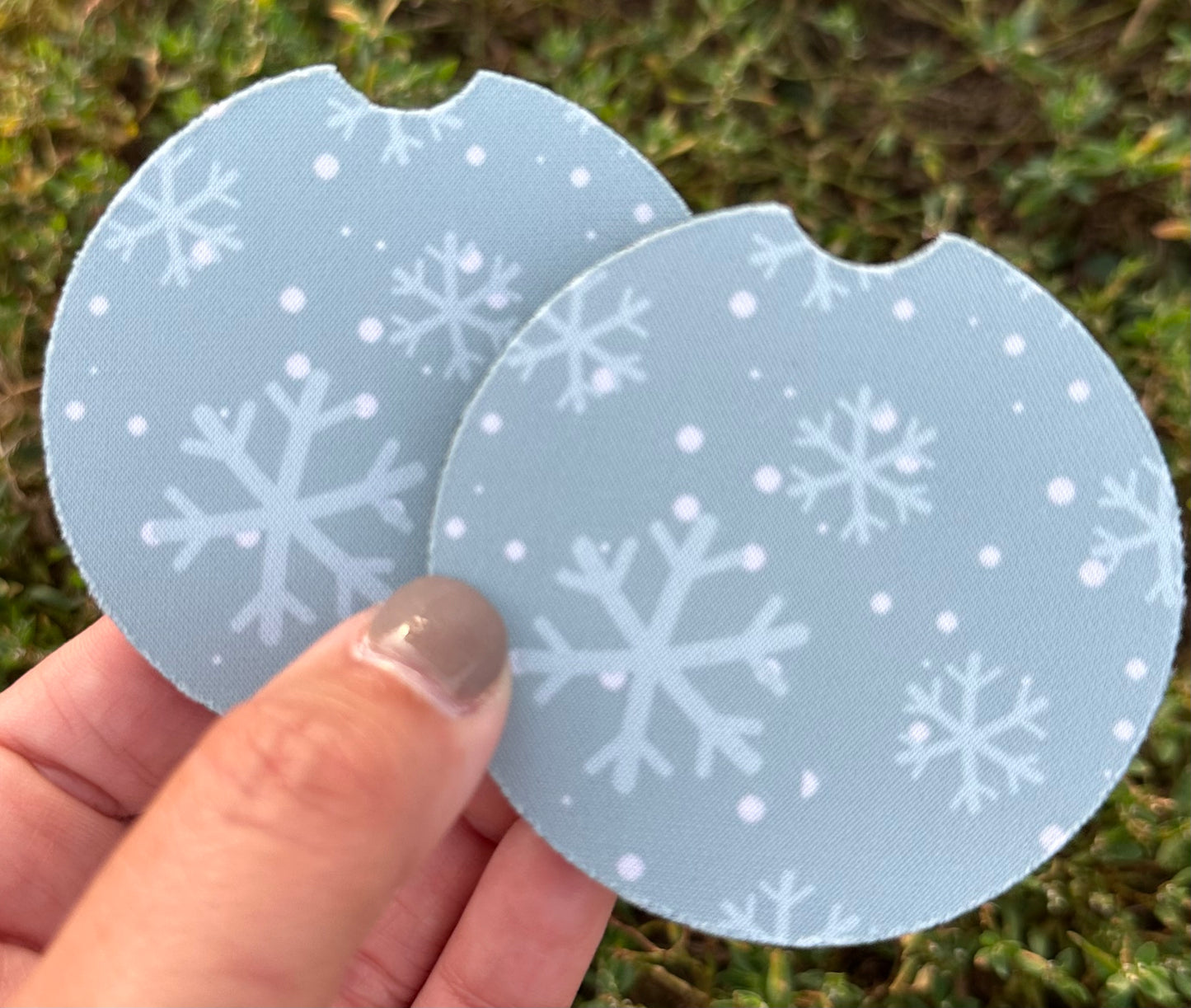 Blue Snowflake Car Coasters