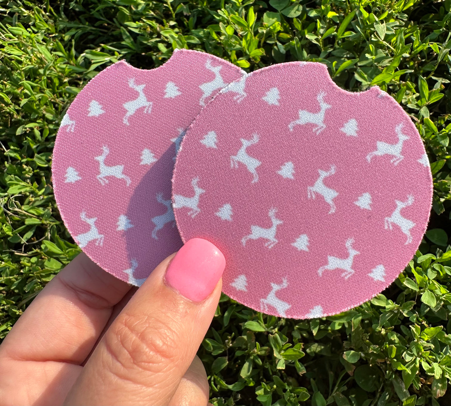 Pink Reindeer Car Coasters