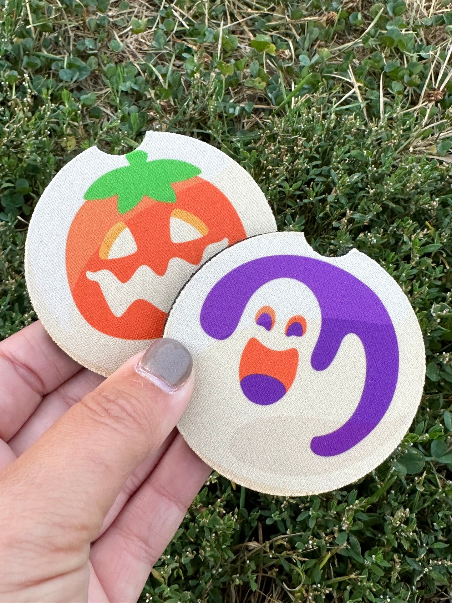 Pumpkin & Ghost Sugar Cookie Car Coasters