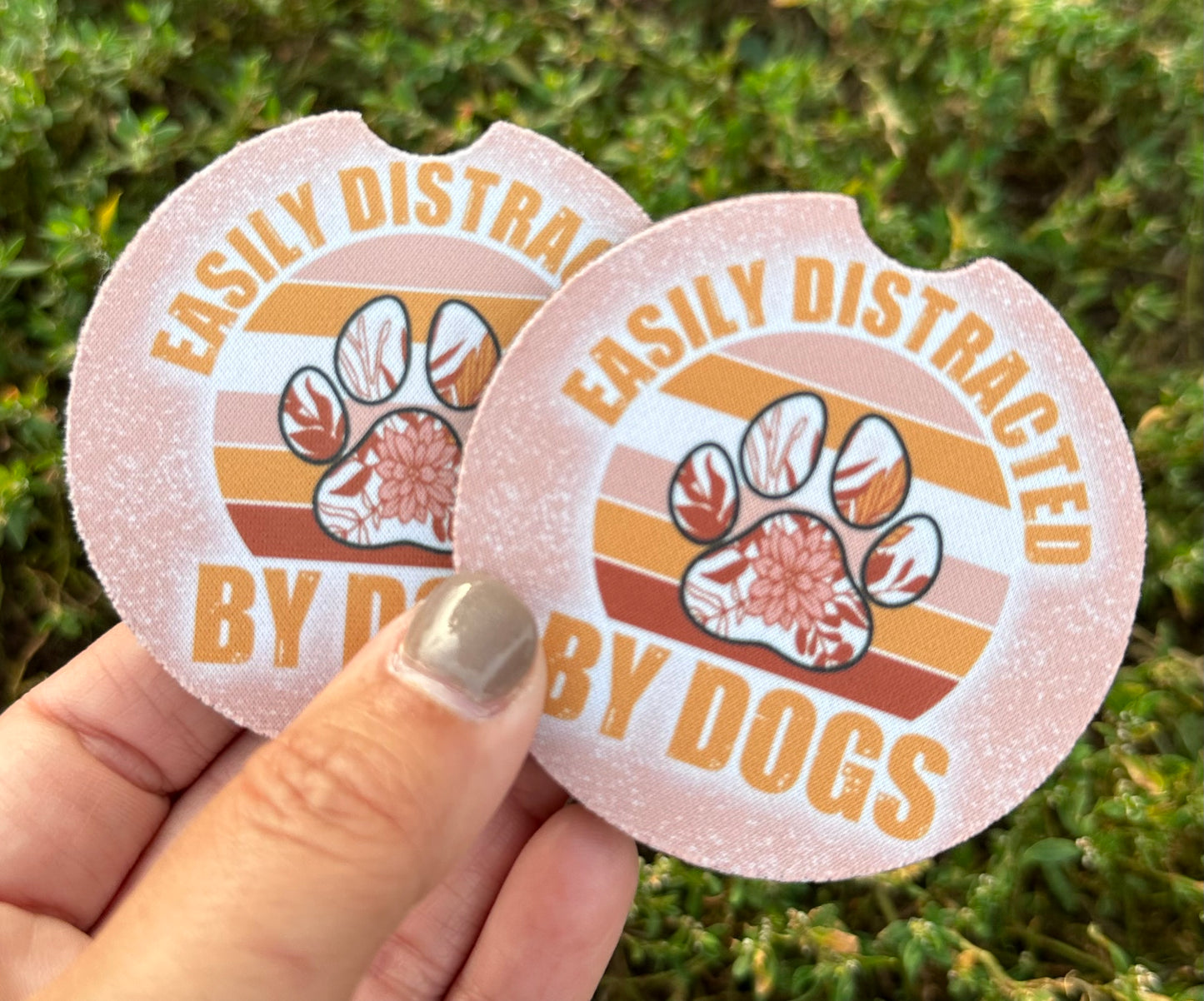 Easily Distracted By Dogs Car Coasters