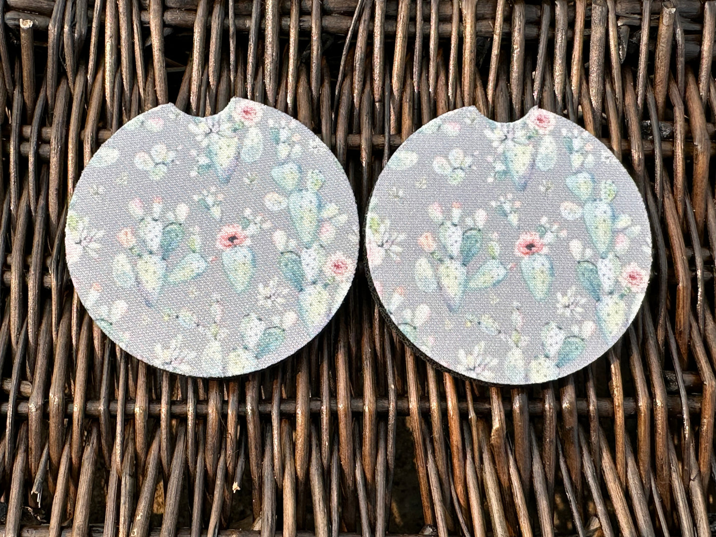 Grey Succulent Car Coasters