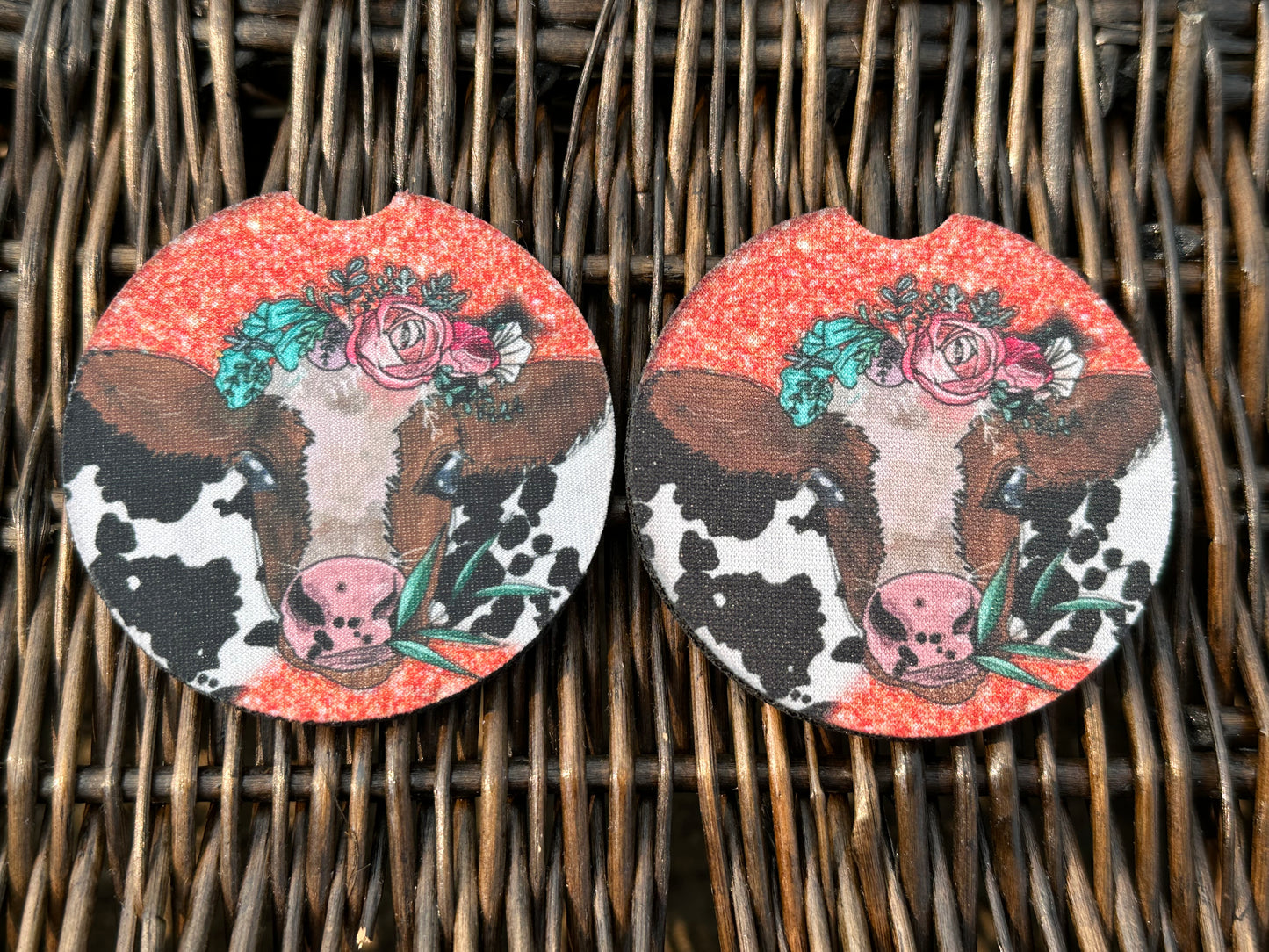 Glitter Cow Car Coasters