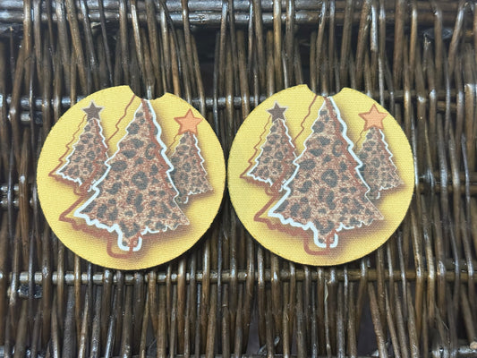 Yellow/Leopard Tree Car Coasters