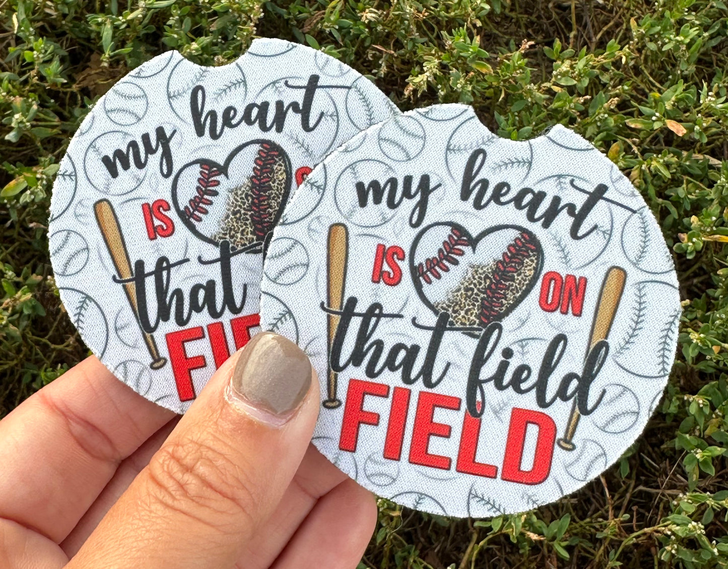 My Heart Is On That Field Car Coasters