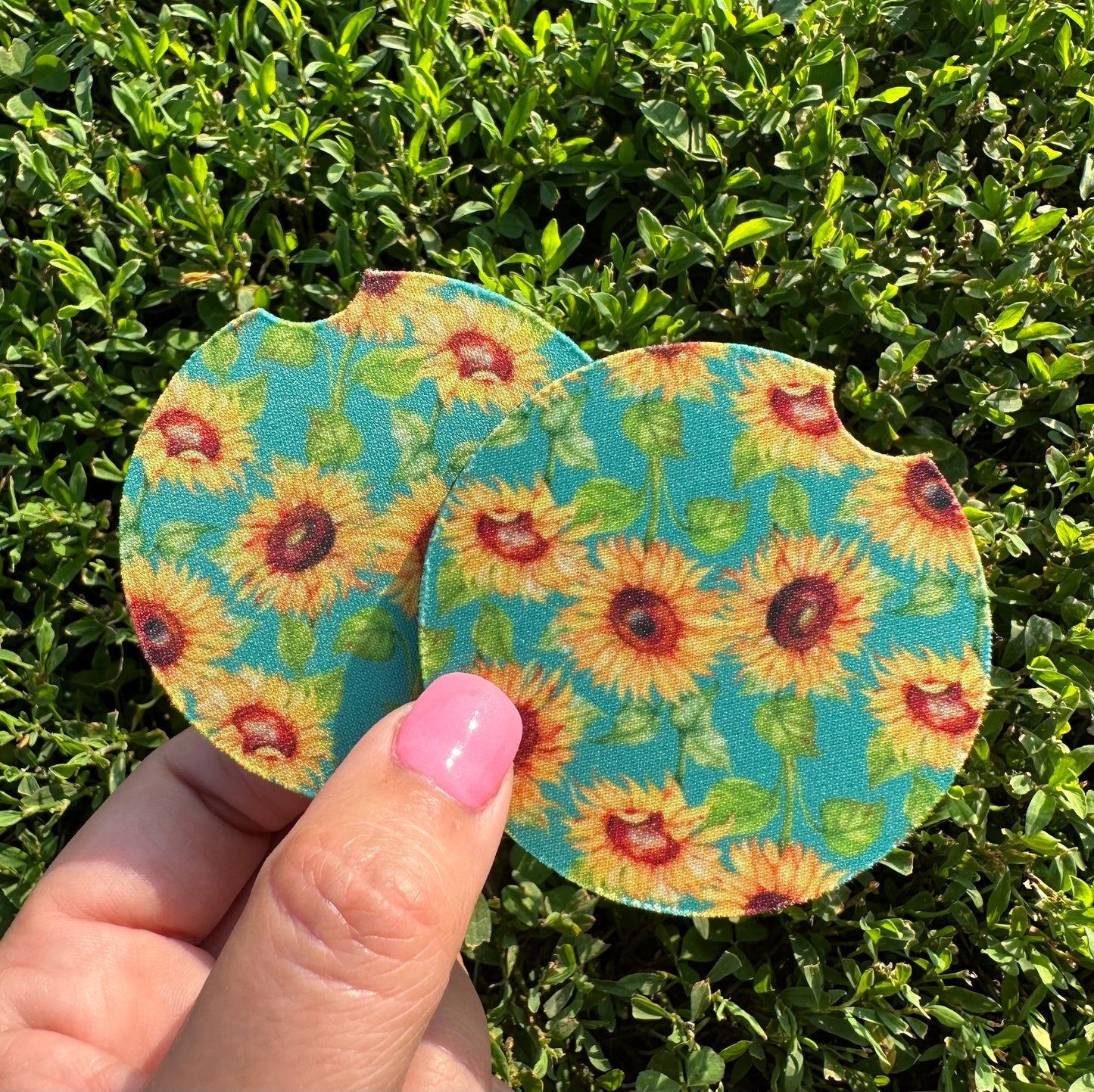 Green Sunflower Car Coasters