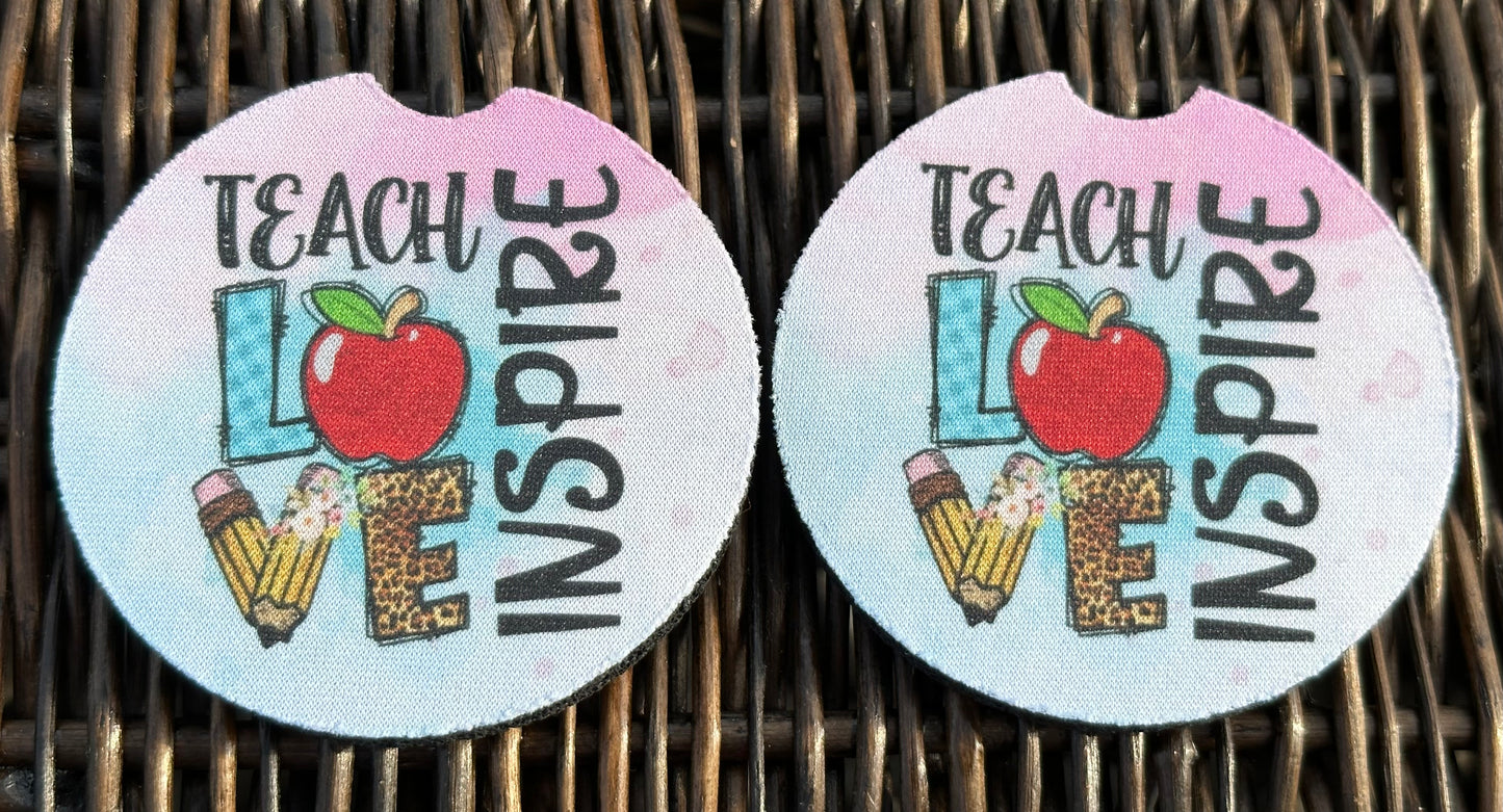Teach Love Inspire Car Coasters