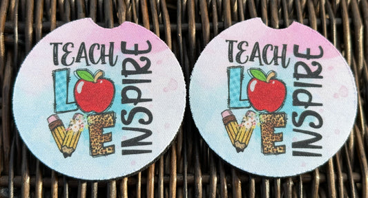 Teach Love Inspire Car Coasters